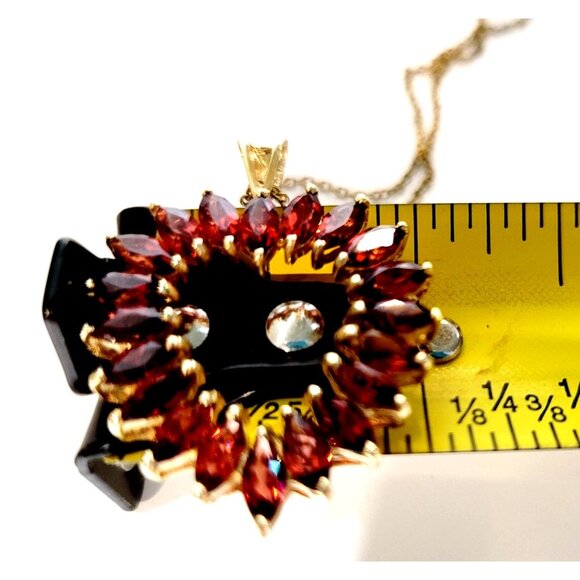 Natural Marquise Garnet Heart Pendant 14k Yellow Gold 20" 12k Gold Filled Chain - Picture 8 of 11